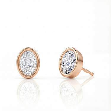 Solitaire Oval Diamond Earring in Bezel Setting - Le Bezel 