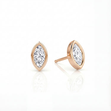 Solitaire Marquise Diamond Earring in Bezel Setting - Le Bezel 