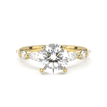 Round Cut with Marquise Side Stone Diamond Ring - Beyon Diamond