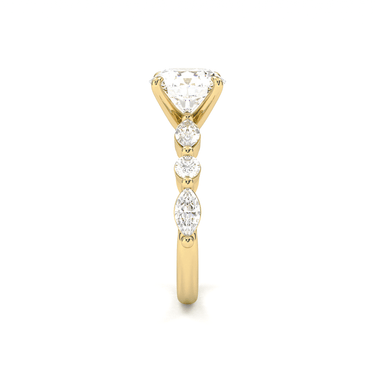 Round Cut with Marquise Side Stone Diamond Ring - Beyon Diamond