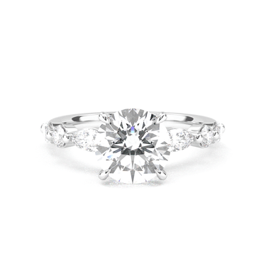 Round Cut with Marquise Side Stone Diamond Ring - Beyon Diamond