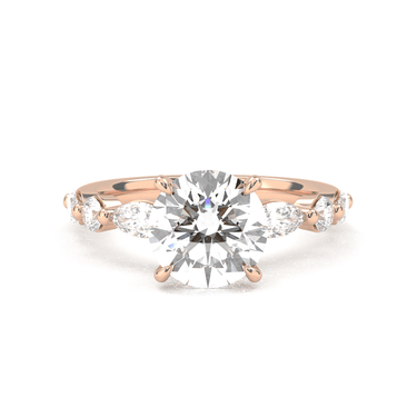 Round Cut with Marquise Side Stone Diamond Ring - Beyon Diamond