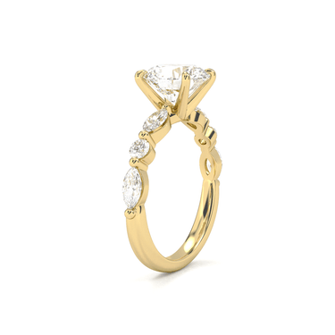 Round Cut with Marquise Side Stone Diamond Ring - Beyon Diamond