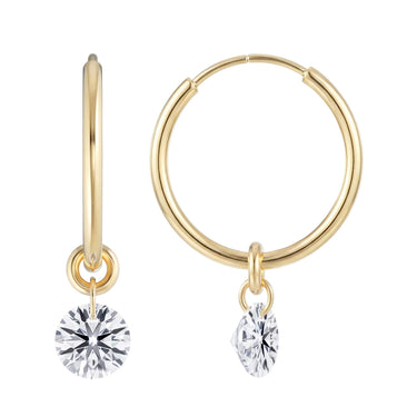 Round Floating Huggie Earrings - Beyon Diamond