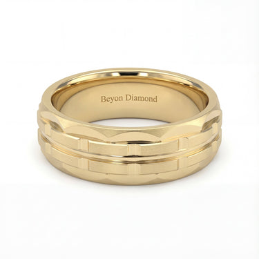 Scalloped Block Men's Band - Beyon Diamond