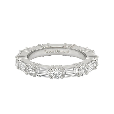 Sideway Eternity Round and Emerald Diamond Wedding Band 1.8CTW - Beyon Diamond