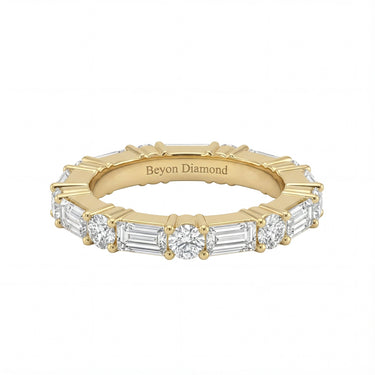 Sideway Eternity Round and Emerald Diamond Wedding Band 1.8CTW - Beyon Diamond