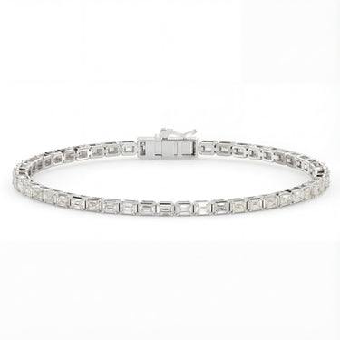 Sideways Emerald Cut Diamond Tennis Bracelet 3.3CTW - Beyon Diamond
