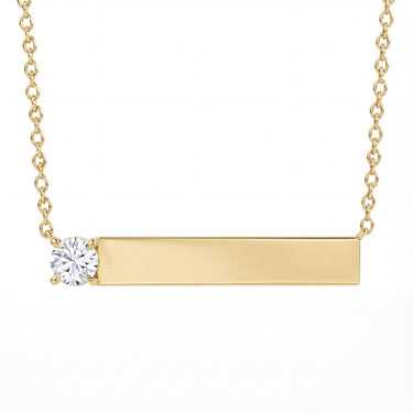 Sideways Engravable Diamond Bar Necklace 0.25CT - Beyon Diamond