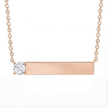 Sideways Engravable Diamond Bar Necklace 0.25CT - Beyon Diamond