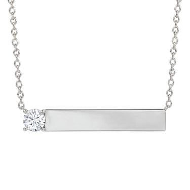 Sideways Engravable Diamond Bar Necklace 0.25CT - Beyon Diamond