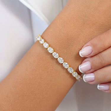 Sideways Oval Cut Diamond Tennis Bracelet 4CTW - Beyon Diamond