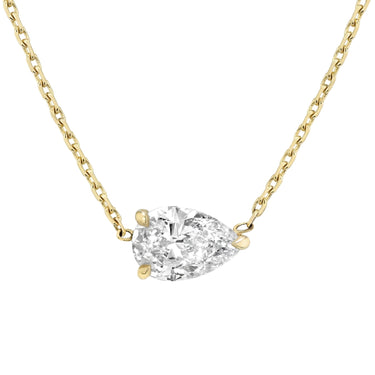 Sideways Solitaire Pear Cut Diamond Necklace - Beyon Diamond