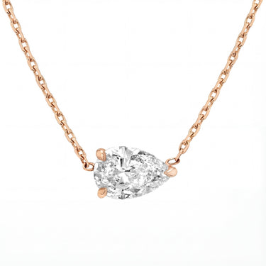 Sideways Solitaire Pear Cut Diamond Necklace - Beyon Diamond