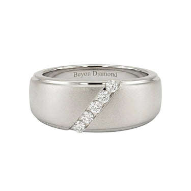 Slant Stone Studded Line Diamond Men's Ring - Beyon Diamond