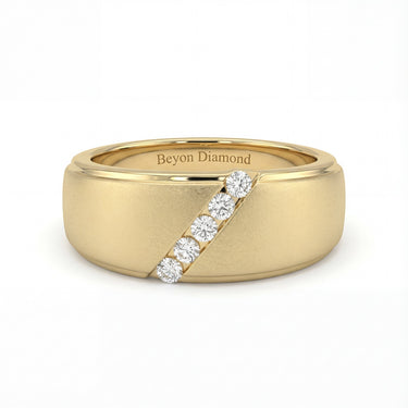 Slant Stone Studded Line Diamond Men's Ring - Beyon Diamond