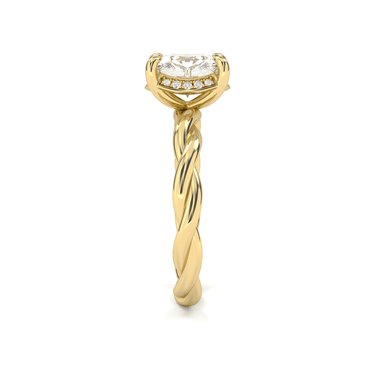 Solitaire Floral Twisted Engagement Ring - Cushion Cut - Beyon Diamond
