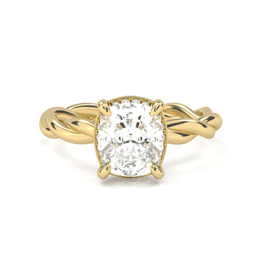 Solitaire Floral Twisted Engagement Ring - Cushion Cut - Beyon Diamond