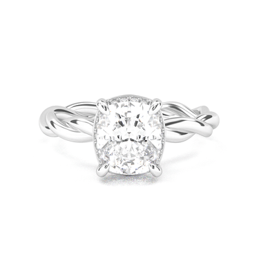 Solitaire Floral Twisted Engagement Ring - Cushion Cut - Beyon Diamond