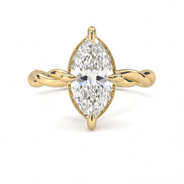 Solitaire Floral Twisted Engagement Ring - Marquise Cut - Beyon Diamond