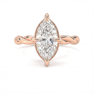 Solitaire Floral Twisted Engagement Ring - Marquise Cut - Beyon Diamond
