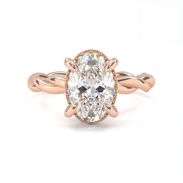 Solitaire Floral Twisted Engagement Ring - Oval Cut - Beyon Diamond