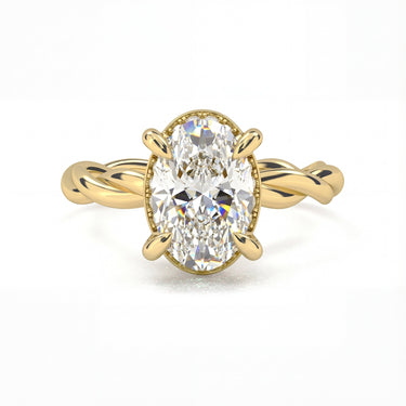 Solitaire Floral Twisted Engagement Ring - Oval Cut - Beyon Diamond