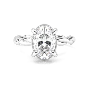 Solitaire Floral Twisted Engagement Ring - Oval Cut - Beyon Diamond