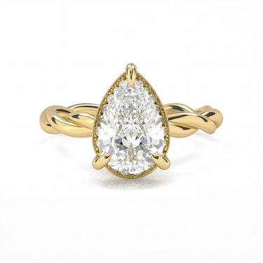 Solitaire Floral Twisted Engagement Ring - Pear Cut - Beyon Diamond