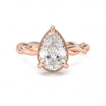 Solitaire Floral Twisted Engagement Ring - Pear Cut - Beyon Diamond