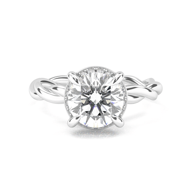 Solitaire Floral Twisted Engagement Ring - Round Cut - Beyon Diamond