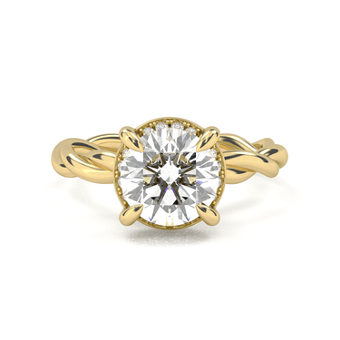 Solitaire Floral Twisted Engagement Ring - Round Cut - Beyon Diamond