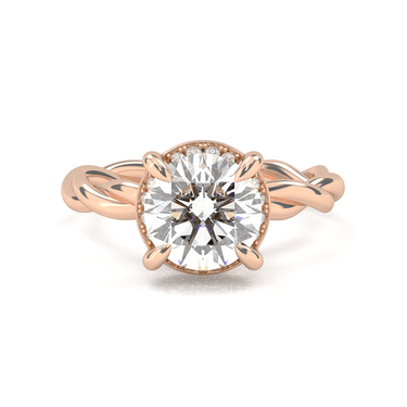 Solitaire Floral Twisted Engagement Ring - Round Cut - Beyon Diamond