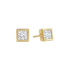 Solitaire Princess Cut Diamond Earring in Bezel Setting - Beyon Diamond