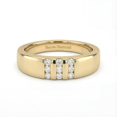 Three Line Stone Diamond Men's Ring - Beyon Diamond