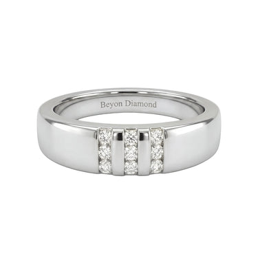 Three Line Stone Diamond Men's Ring - Beyon Diamond