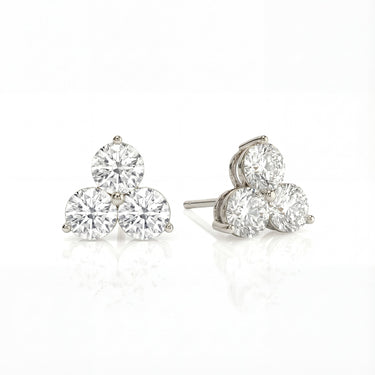 Three - Stone Cluster Diamond Stud Earrings 0.6CTW - Beyon Diamond
