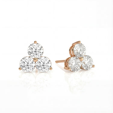 Three - Stone Cluster Diamond Stud Earrings 0.6CTW - Beyon Diamond