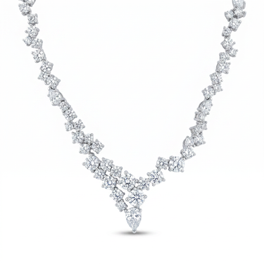 19CTW Mixed Shape Diamond Garland Tennis Necklace