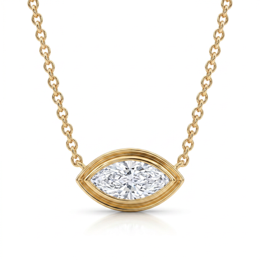 Marquise Diamond Evil Eye Bezel Setting Necklace