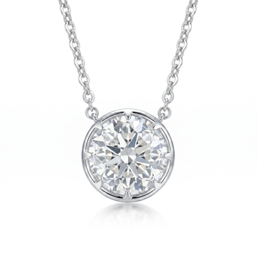 Vintage Bezel Setting Round Cut Diamond Necklace