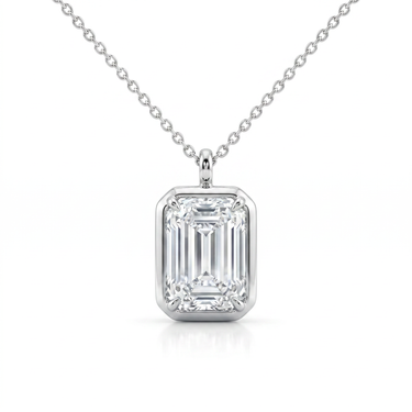 Framed Emerald Cut Diamond Pendant Necklace