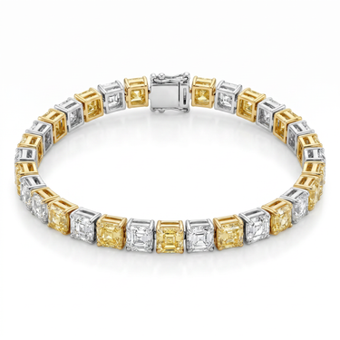 Golden Mosaic Yellow Asscher Cut Tennis Bracelet