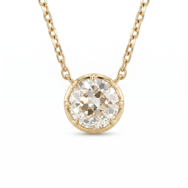 Vintage Bezel Setting Old Mine Cut Necklace