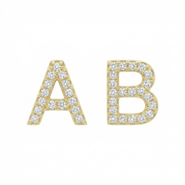 Diamond Pave Letter Diamond Studs 0.24 CTW