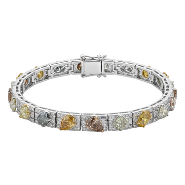 15CTW Autumn Mosaic Colored Diamond Tennis Bracelet