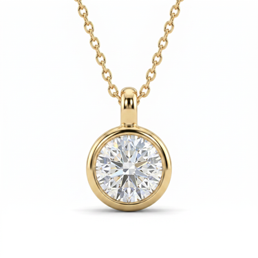 Bezel Round Solitaire Diamond Pendant Necklace