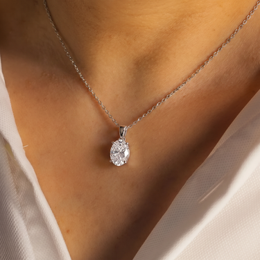 Oval Cut Pendant Diamond Solitaire Necklace