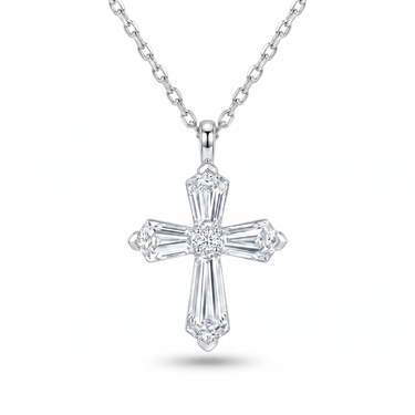 Custom Cut Diamond Cross Necklace