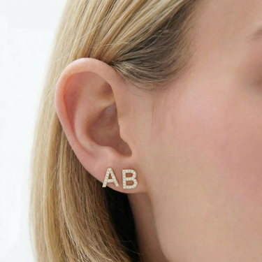 Diamond Pave Letter Diamond Studs 0.24 CTW